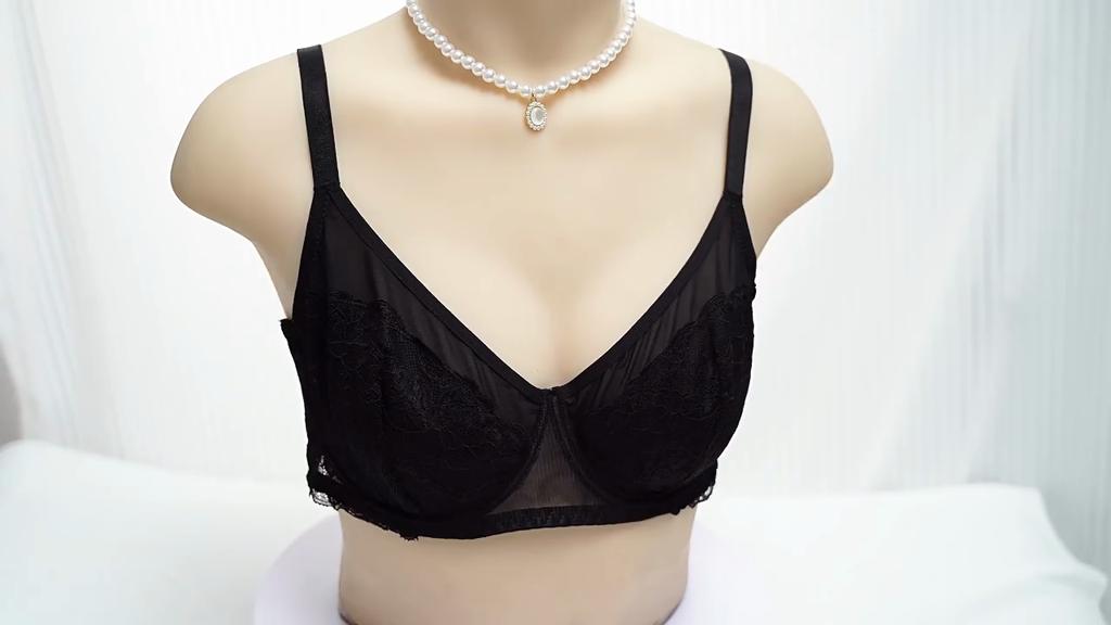 French Sexy Big Breasts Small Anti-sagging Large Size Underwear Thin Satin Splicing Lace Bra