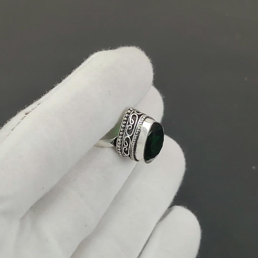 Green Tourmaline Gemstone Ring, 925 Sterling Silver Jewelry, Handmade Ring, Green Tourmaline Statement Silver Ring, Birthday Gifts For Birthday