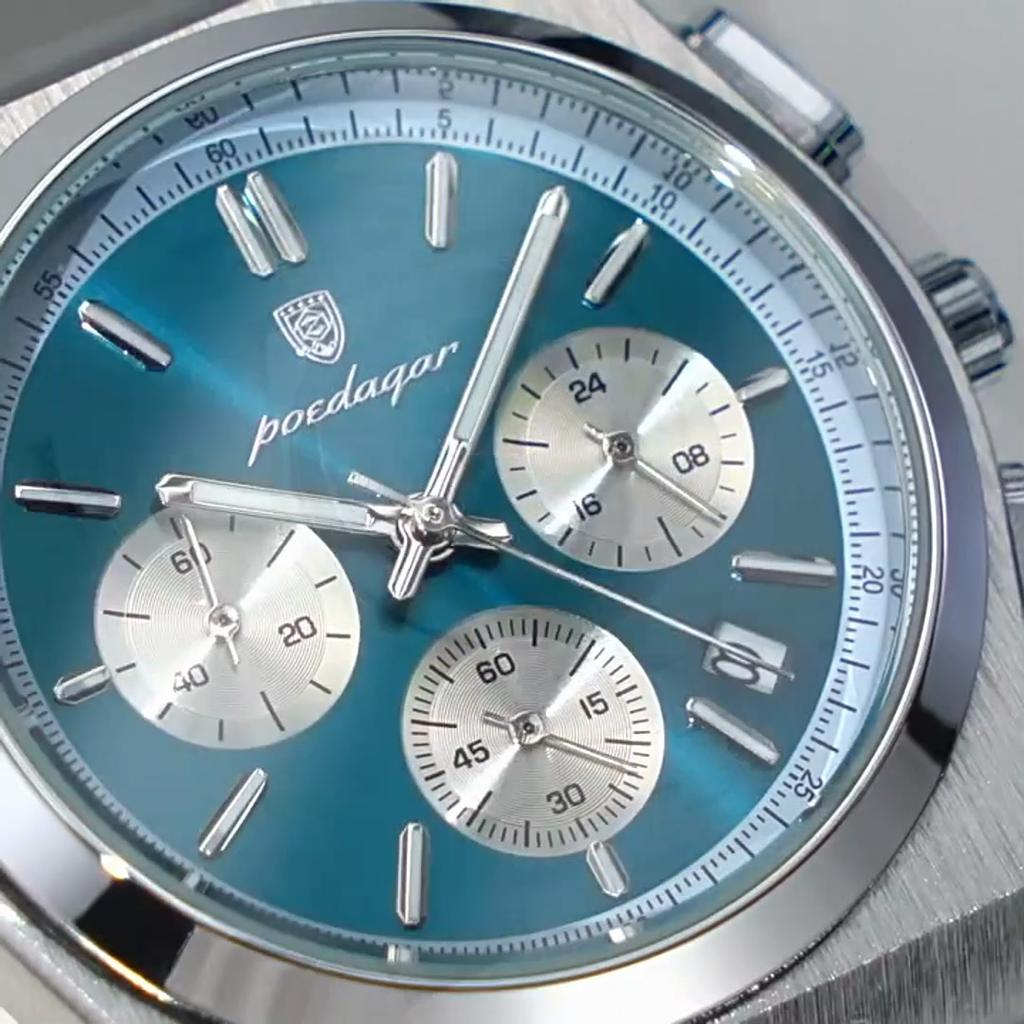 POEDAGAR Luxusní módní pánské hodinky Vodotěsné světelný chronograf Datum Quartz hodinky pro muže Vojenské sportovní pánské hodinky z nerezové oceli