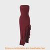 Summer Elegant Off Shoulder Dress With Ruffle Trim And Side Slit For Casual Night Out