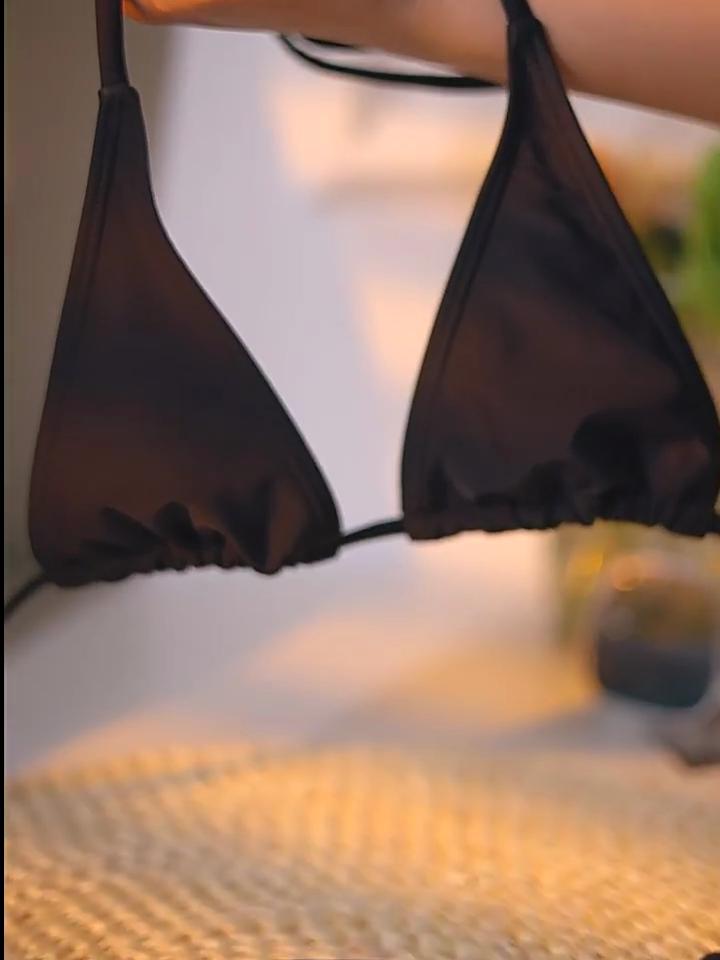 Damski jednolity strój kąpielowy Tankini Trójkątny z wiązaniem na szyi, bez pleców, stringi Bikini Strój kąpielowy, Seksowny dwuczęściowy strój kąpielowy
