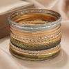 Geometric Metal Bangle Set With Electroplated Finish For Fashion Enthusiasts