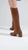 Women's Fashion Tan Women's Heeled Boots With Side Zipper, Thin Faux Fur Lined Shoes