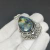 Natural Labradorite Gemstone Silver Pendant in 925 Sterling Silver- Handmade Design, Everyday Wear Jewelry, WHite Topaz Unique Pendant Gift