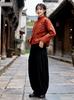 Johnature Women Vintage corduroy Black Bloomers Pants Winter Elastic Waist Loose Trousers Thick Casual Female Pants