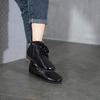 Johnature Genuine Leather Pleated Short Boots Round Toe Soft Sole Lace Up Versatile Women's Shoes