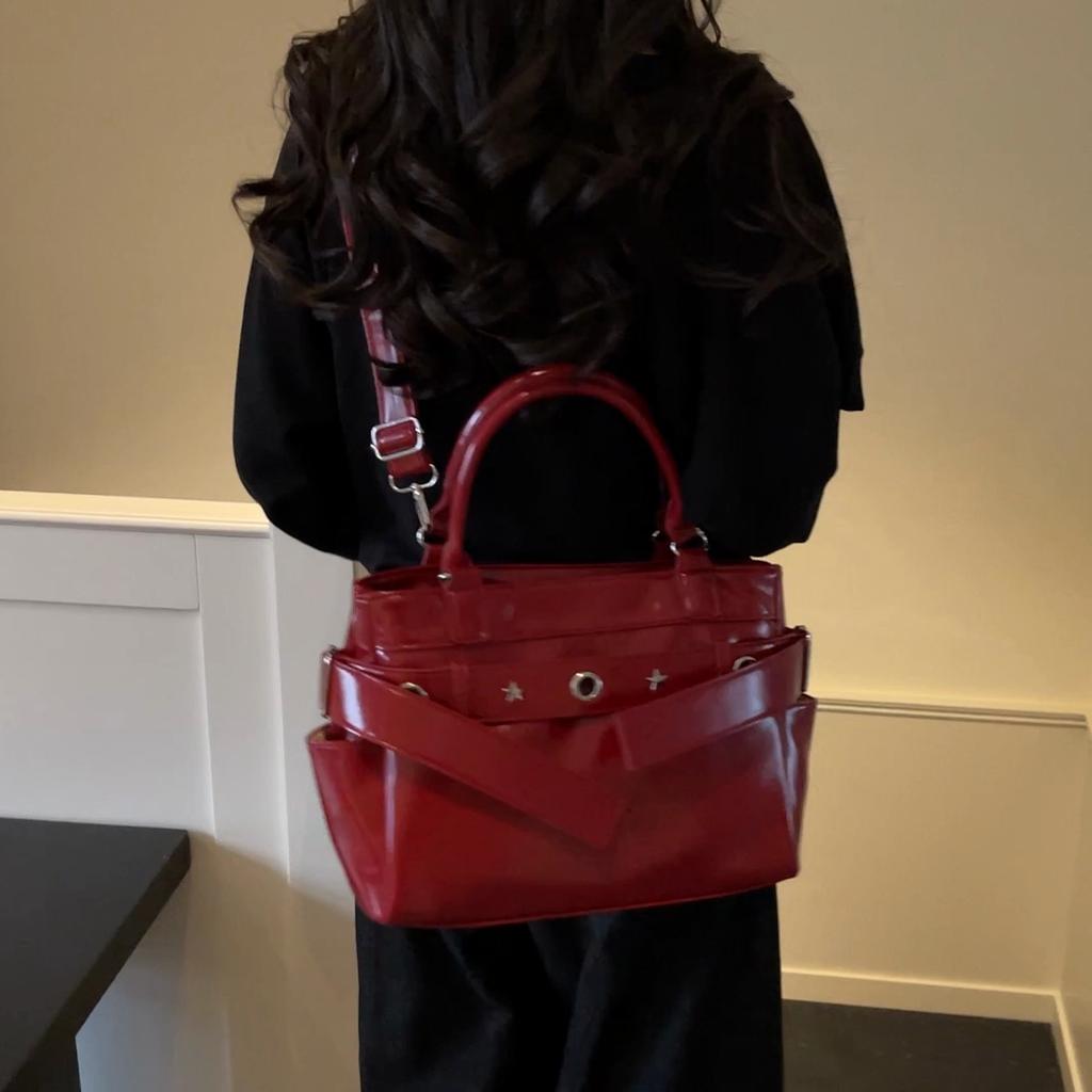 PU Tote Bag Women Fashion Handbag with Star Detailing Crossbody Shoulder Bag for Daily Use