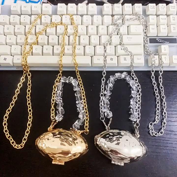 Street Style Silver Metal Shell Mini Bag With Crystal Storage For Daily Use