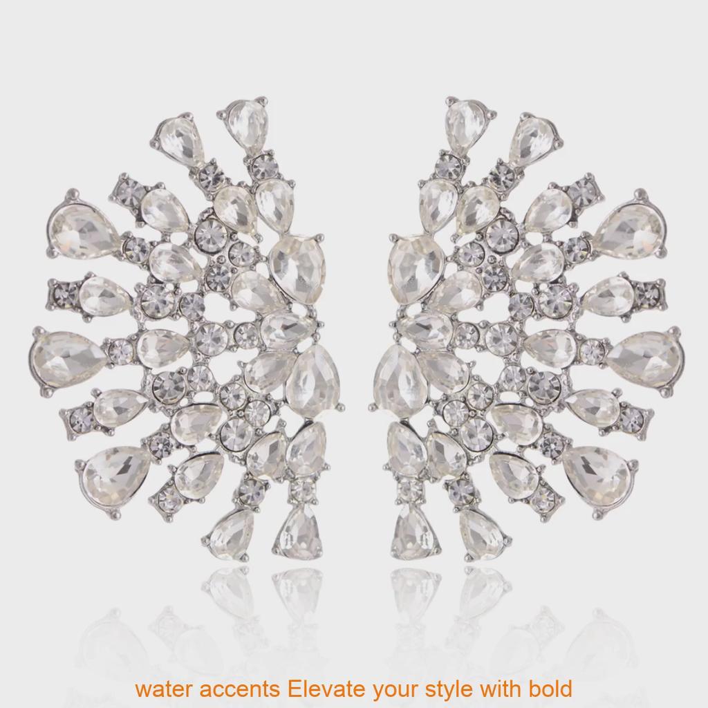 Elegant Geometric Water Crystal Earrings For Women Bridal Jewelry Gift