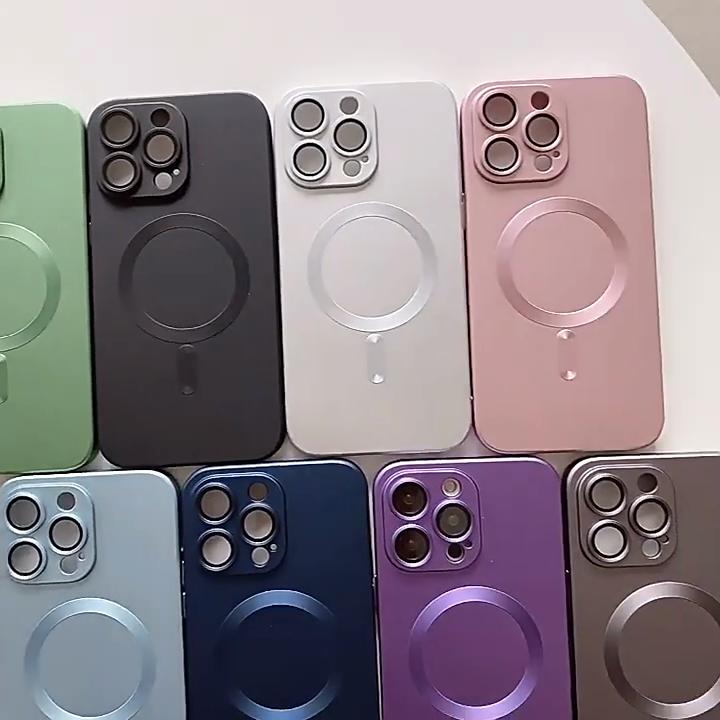 Luxury Metallic Matte Magnetic For Magsafe Armor Case For iPhone 16 15 14 Pro Max Plus 13 12 11 Shockproof Cover