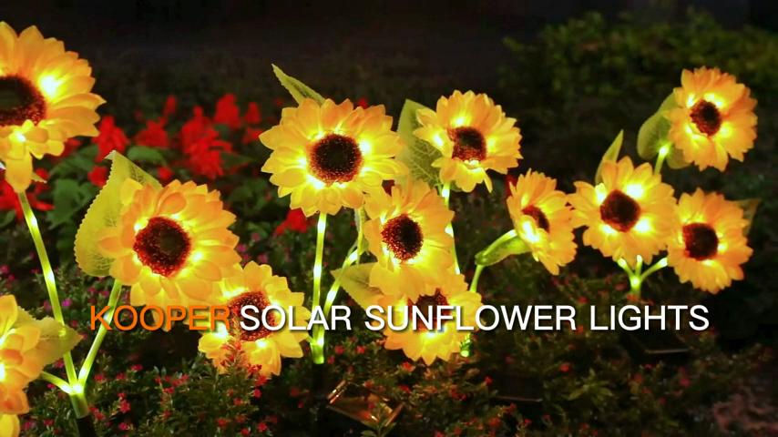 Sunflower Solar Lights Outdoor Garden Decor, Uppgraderad 1 Pack Solar Garden Lights med 3 Solros Lights, Vattentät Solar Outdoor Lights