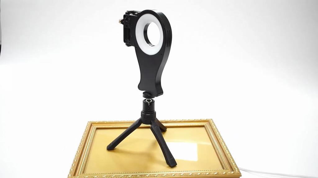 Dental Photography Filling Light 5 Levels Adjustable Brightness Warm/White Ring Lamp for Mobile Phone Rotatable Dental Light