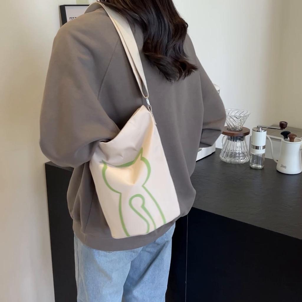 Geantă de umăr pentru femei cu imprimeu pisică Geantă tote de mare capacitate