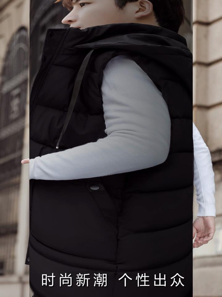 Fashion Winter Sleeveless Parkas Man Long Vest Hooded Plus Size Casual Thick Warm Outerwear Men Jackets