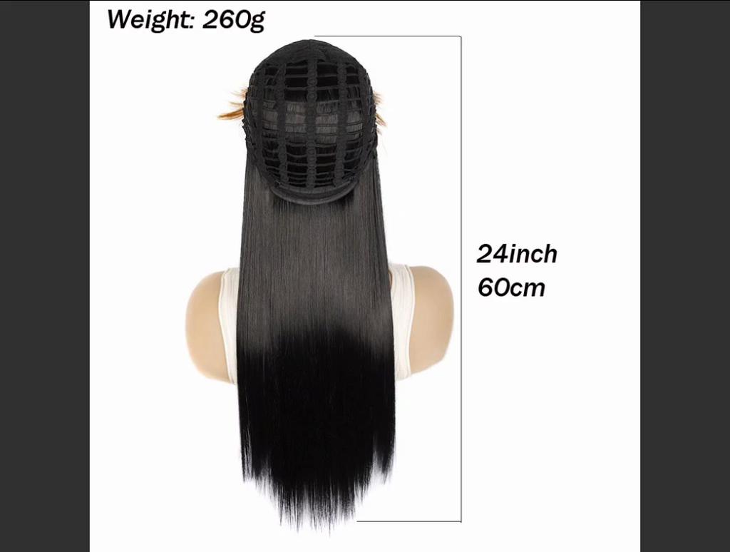 Long Hair Wig Whit Bangs Straight Hair Black Pink Blue Balayage Highlighted Color Modern Young Girl's Wigs