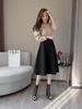 Women High Waist Vintage Skirts Winter Medium-length Maoni Fashion A-line Casual Loose Hem Half-body Skirt Feamle Faldas