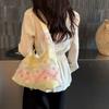 Star Print Frayed Denim Tote Bag Large Capacity Casual Shoulder Handbag for Women