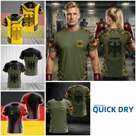 Deutscher Adler Deutschland 3D-Druck Nationalflagge Unisex Herren Damen MMA Kickboxen Muay Thai T-Shirt Schnelltrocknend Kurzarm Streetwear Retro Vintage Oberteil Tee