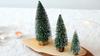 Mini Christmas Trees Artificial Pine Tabletop Decor Snow Top Dark Green Silver White Wood Base Xmas Party Decoration Decoration