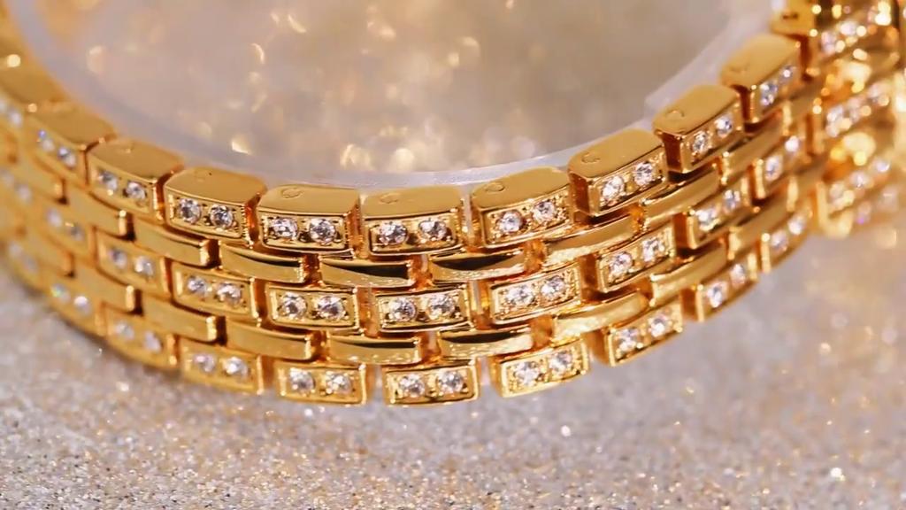 BEE SISTER BS Orologio da polso da donna con diamanti Orologio da donna in oro con diamanti e cristalli Orologi al quarzo in acciaio inossidabile e argento FA1578