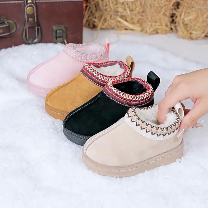 Autumn and Winter Environmentally Friendly Plush Thick Children's Snow Boots, Baby Cotton Boots, Boys and Girls' Short Boots