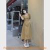 French Style Vneck Puff Sleeve Maxi Dress For Women Summer Casual Slim Fit
