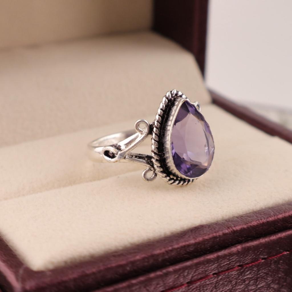 Natural Iolite Gemstone 925 Sterling Silver Jewelry Handmade Ring Gift For Her RR-57-10