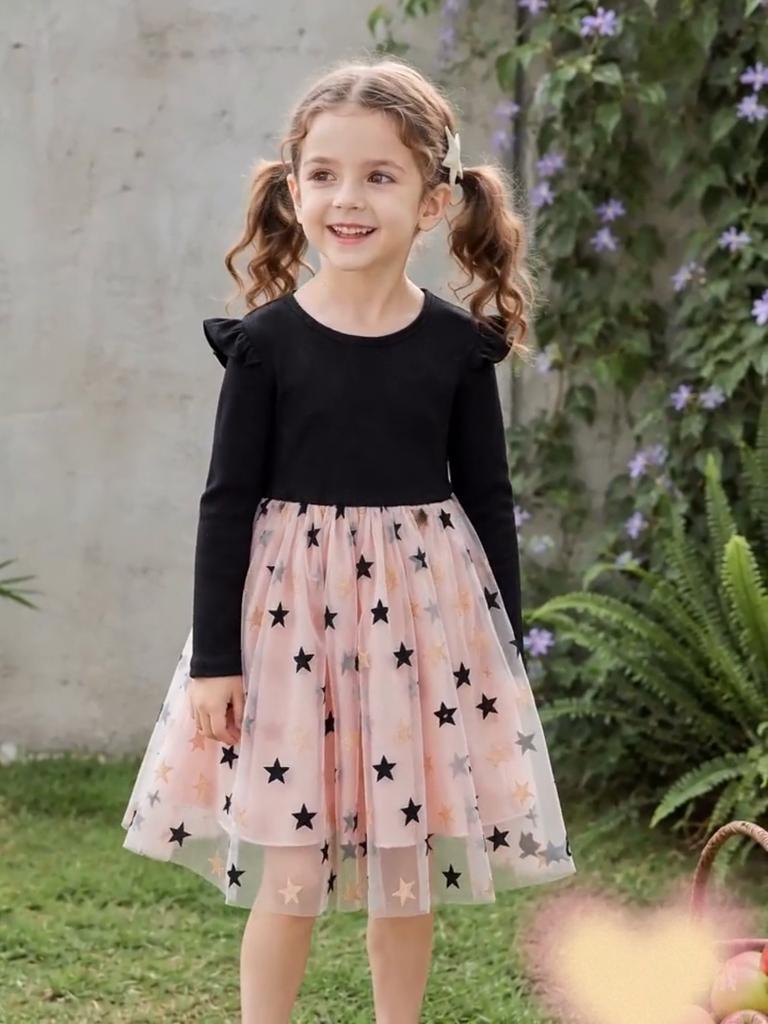 Kids Star Star Fluffy Tutu Dress Ultra Soft Breathable Party Outfit for Little Girls