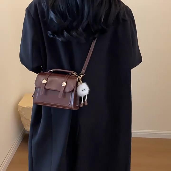 Fashion Vintage Retro Small Square Bag Solid Color Crossbody Bag Handbag Shoulder Bag Women Gift