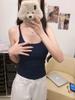 Slim Fit Women Sleeveless Camisole Solid Color Elastic Ribbed Tank Top Soft Basic Daily Wear Vest