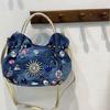 Women Denim Bags Sweet Blue Pattern High Quality Handbags With Diamond Ladies Tote Bag Messenger Bags
