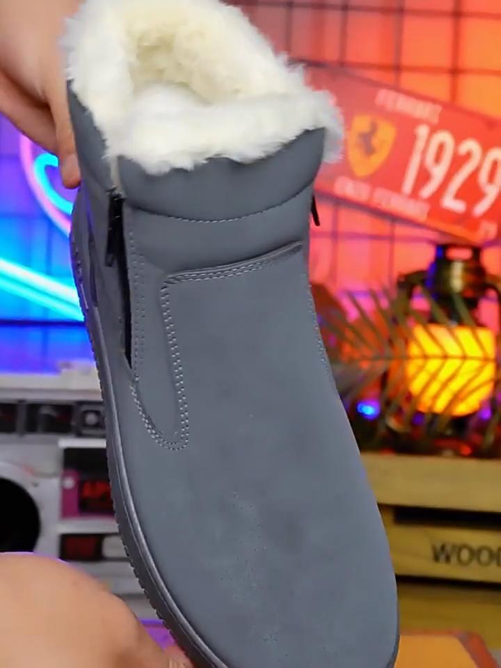Botas de Neve Masculinas Tamanho Grande Sola Grossa Inverno Quente Forro de Pelo Botins de Tornozelo Acolchoados Antiderrapantes Caminhada Casual Esporte Botas de Algodão