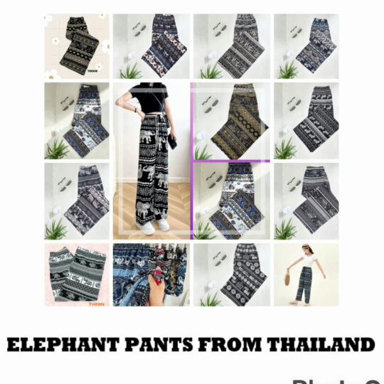 Elephant Pants Adjustable Elastic High Waistband Strap Loose Leg Unisex Man Women Print Thailand Casual Streetwear Beach Bohemian Retro Vintage