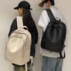 Soft Leather Schoolbag Solid Color Student Backpack Women's Large Capacity Backpack Men Computer Travel Backpack