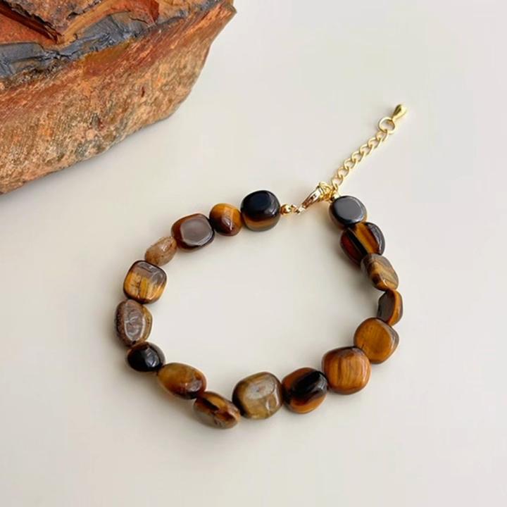 Artistic and retro tiger's eye stone bracelet, natural stone bracelet