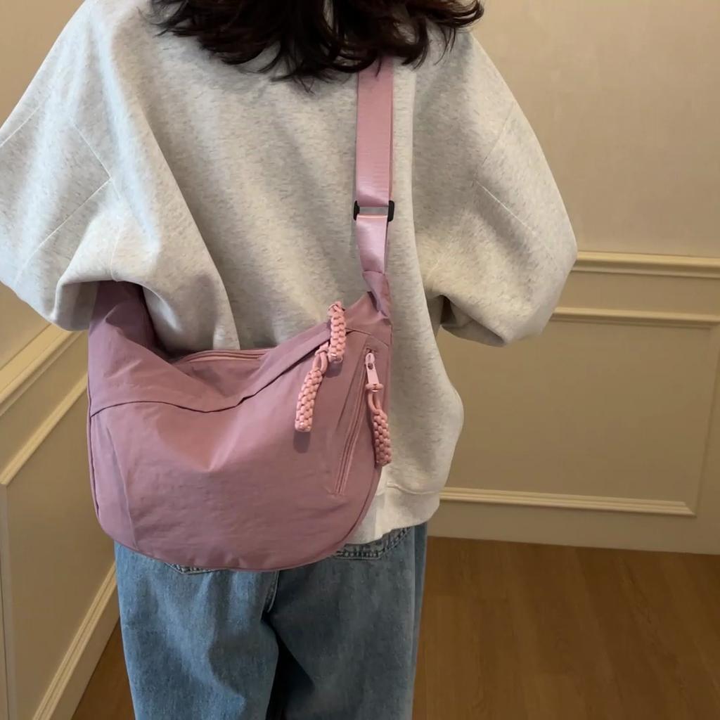 Hobo Bag Women's Crossbody Bag Large Capacity Shoulder Bag Solid Color Sports Bag