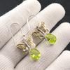 Natural Peridot Gemstone 925 Sterling Silver Handmade Drop/Dangle Earrings 1.3" EE-155-2