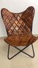 Leather Butterfly Chair, Brown Shaded Padding Leather Butterfly Chair, Black and Golden Frame, Home Decor Chair, Easy To Assemble
