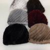 Chapéus de pele de vison natural para mulheres gorro de abacaxi tricotado elástico clássico feminino chapéus quentes de inverno