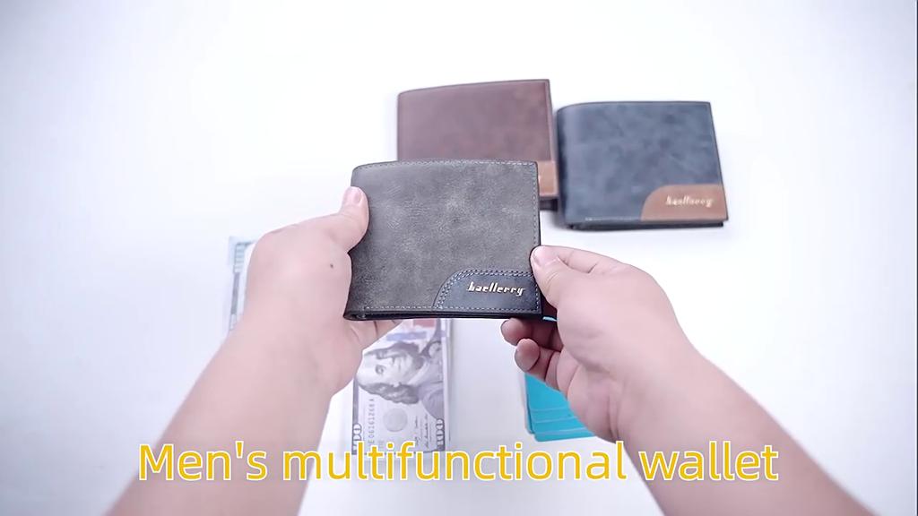 Baellerry Pánská krátká peněženka RFID s magnetickou ochranou Vintage Patchwork Billfold Matte na mince