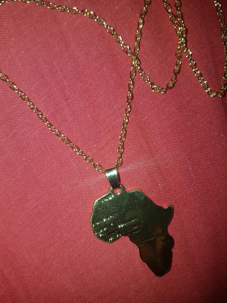 Collana Mappa Africana Vintage - Ciondolo Hip Hop In Stile Etnico Con Catena Cubana - Gioiello Uomo E Donna, Regalo Creativo