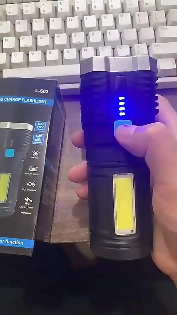 4/5-core LED Flashlight COB Side Light USB Recharge Super Bright Outdoor Portable Lamp 4 Mode Waterproof Torch Outdoor Hunting Camping