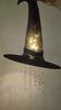 Lighted Witch Hat Hanging Chime, Halloween Outdoor Ornament, Glowing Mesh Cascading Stars, Black Frame Decoration, Party Decor