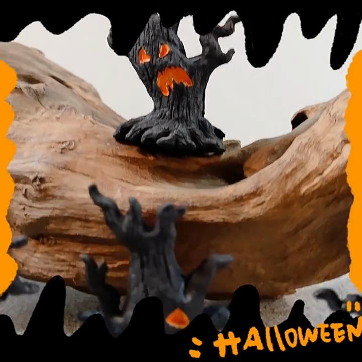 Mini Halloween Resin Ornaments Ghost Tree Horror Atmosphere Decor Dryad Shape Desktop Ornament Halloween Party Craft Decoration