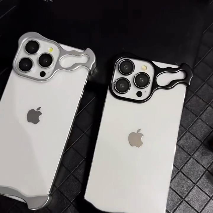 כיסוי טלפון יוקרתי ממתכת סגסוגת טיטניום לא סדיר לאייפון 12 13 14 15 פרו מקס 15 פלוס כיסוי מגן טבעת עדשה מאלומיניום חייזרי