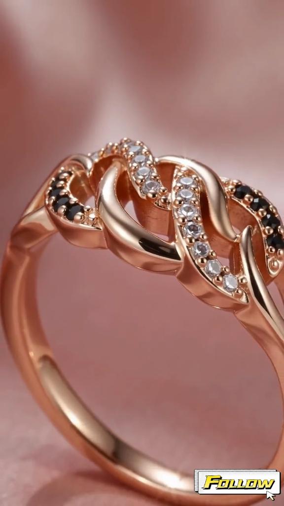Kinel Black Cubic Zircon Women's Ring