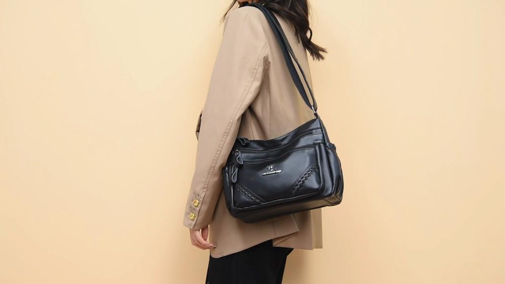 Middle-Aged Bag Women's Soft Leather Shoulder Bag Large Capacity Mother Bag Crossbody Handbag