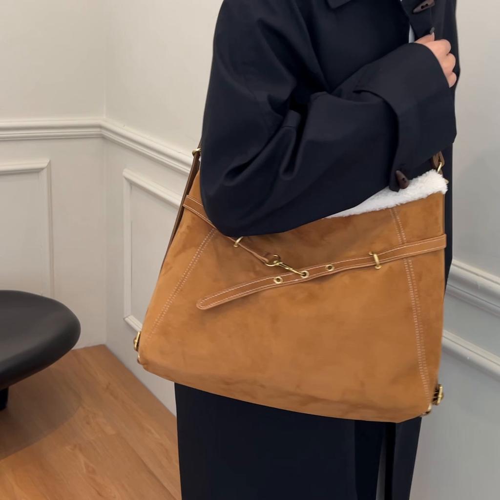 Large Capacity Multi-Back Tote Bag Women's Commuter Shoulder Bag Solid Color Backpack