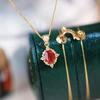 Natural Red Garnet Pendant Necklace for Women, 925 Sterling Silver, Vintage Luxe Feel