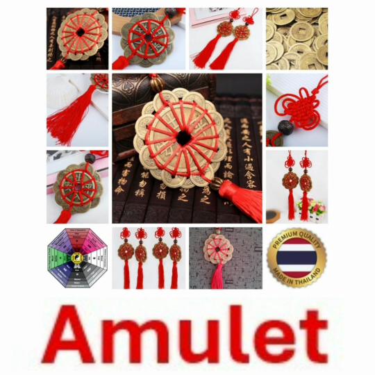 Thai Amulet Feng Shui Mystic Knot Ancient Coins Buddhist Retro Vintage Protect Charm Talisman Powerful Wealth Success Health Luck Jewelry